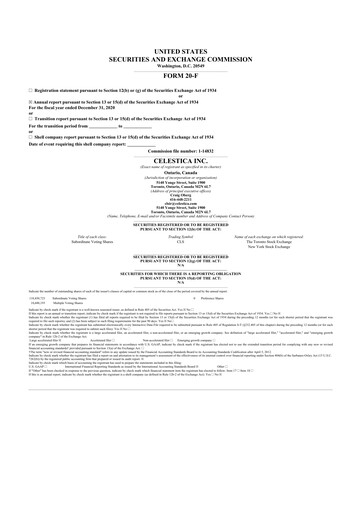 Thumbnail Celestica 20-F Annual Report 2020