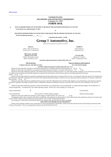 Thumbnail Group 1 Automotive 10-K Annual Report 2013