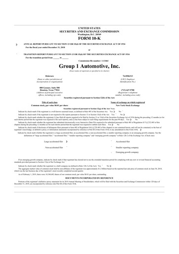 Thumbnail Group 1 Automotive 10-K Annual Report 2018