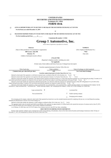 Thumbnail Group 1 Automotive 10-K Annual Report 2019