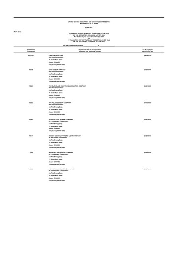 Thumbnail FirstEnergy 10-K Annual Report 