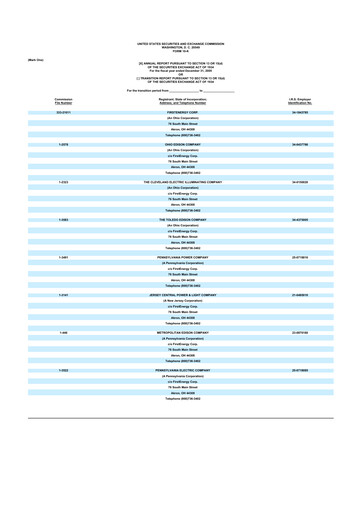 Thumbnail FirstEnergy 10-K Annual Report 