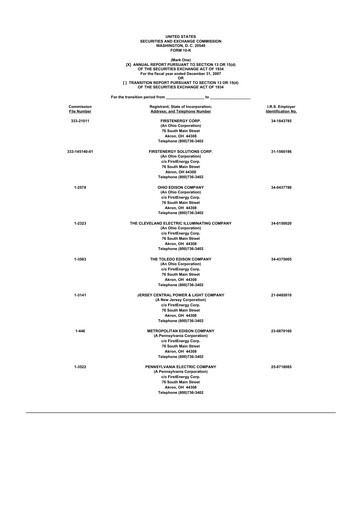 Thumbnail FirstEnergy 10-K Annual Report 