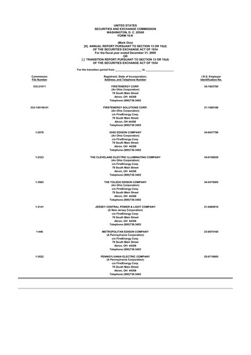 Thumbnail FirstEnergy 10-K Annual Report 