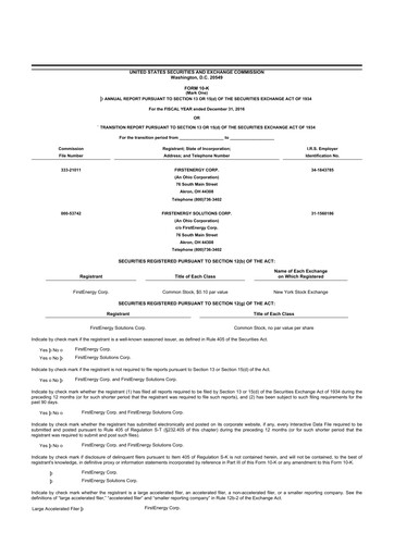 Thumbnail FirstEnergy 10-K Annual Report 