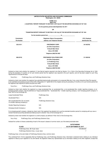 Thumbnail FirstEnergy 10-Q Quarterly Report FY 