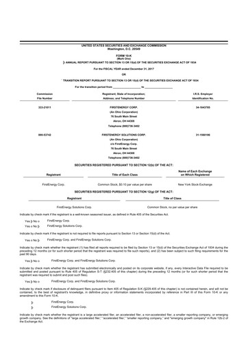 Thumbnail FirstEnergy 10-K Annual Report 