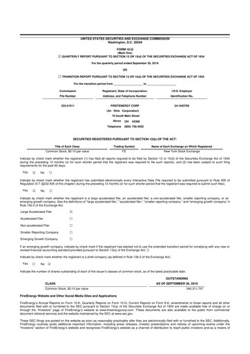 Thumbnail FirstEnergy 10-Q Quarterly Report FY2019 