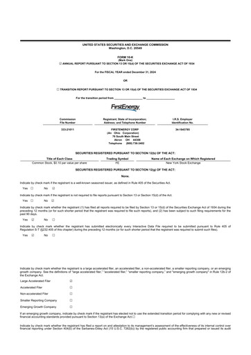 Thumbnail FirstEnergy 10-K Annual Report 2024