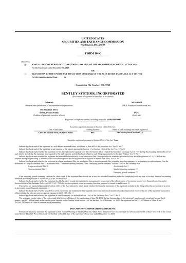 Thumbnail Bentley Systems
 10-K Annual Report 2024