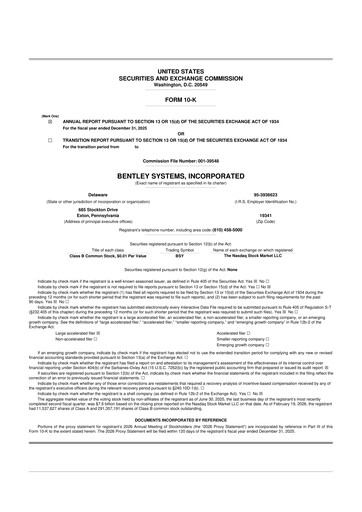 Thumbnail Bentley Systems
 10-K Annual Report 2025