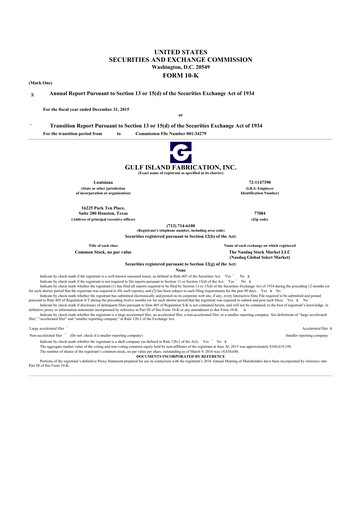 Thumbnail Gulf Island Fabrication
 10-K Annual Report 2015