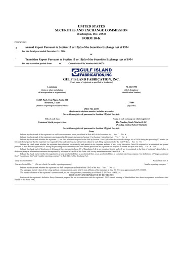 Thumbnail Gulf Island Fabrication
 10-K Annual Report 2016