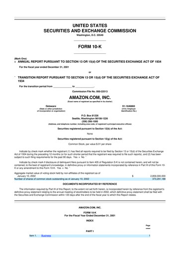Miniature Amazon 10-K Rapport annuel 2001
