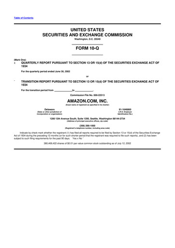 Thumbnail Amazon 10-Q Quarterly Report FY 