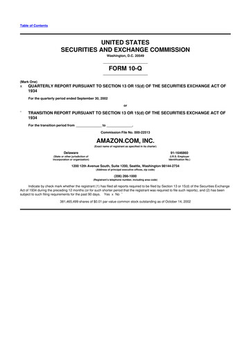 Thumbnail Amazon 10-Q Quarterly Report FY 