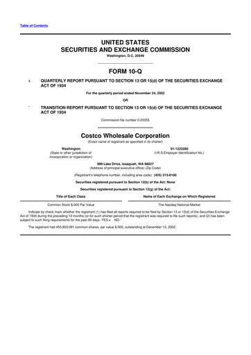 Thumbnail Costco 10-Q Quarterly Report FY 