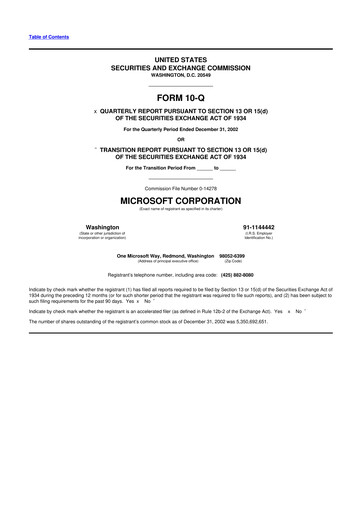 Thumbnail Microsoft 10-Q Quarterly Report FY 