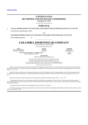 Thumbnail Columbia Sportswear
 10-K Annual Report 