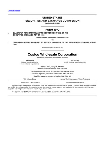 Thumbnail Costco 10-Q Quarterly Report FY 