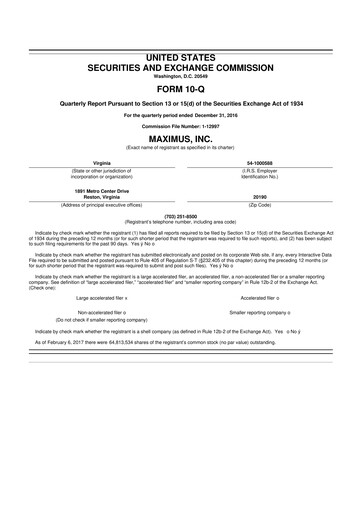 Thumbnail Maximus 10-Q Quarterly Report FY 