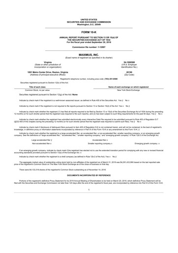 Thumbnail Maximus 10-K Annual Report 2018