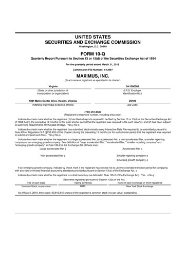 Thumbnail Maximus 10-Q Quarterly Report FY 