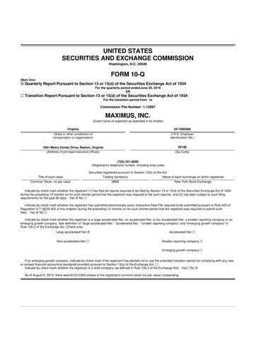 Thumbnail Maximus 10-Q Quarterly Report FY 