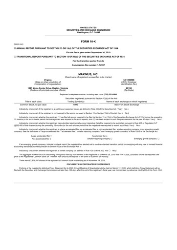 Thumbnail Maximus 10-K Annual Report 2019