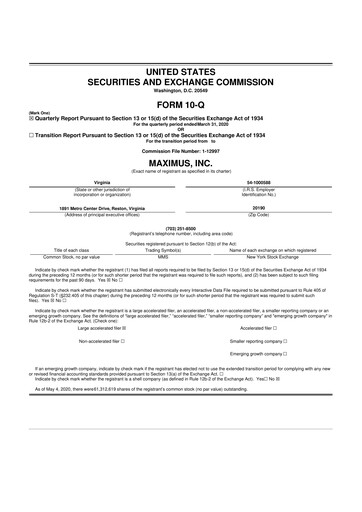 Thumbnail Maximus 10-Q Quarterly Report FY 