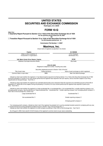 Thumbnail Maximus 10-Q Quarterly Report FY 
