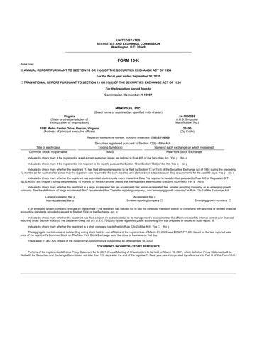 Thumbnail Maximus 10-K Annual Report 2020