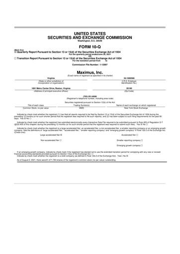 Thumbnail Maximus 10-Q Quarterly Report FY 