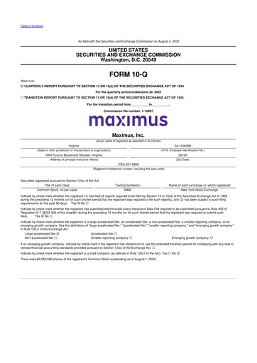 Thumbnail Maximus 10-Q Quarterly Report FY 