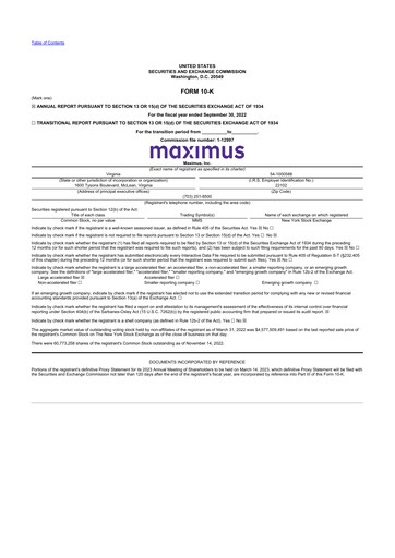 Thumbnail Maximus 10-K Annual Report 2022