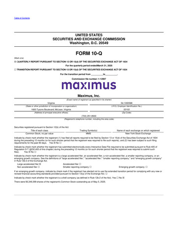 Thumbnail Maximus 10-Q Quarterly Report FY 