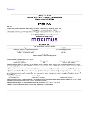 Thumbnail Maximus 10-Q Quarterly Report FY 