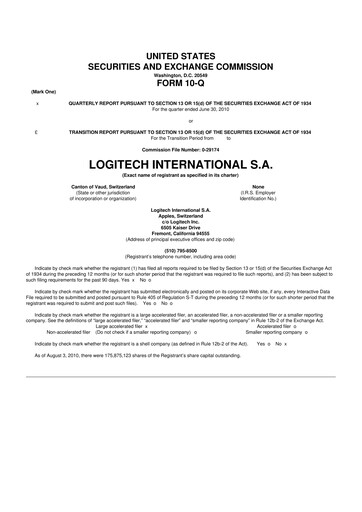 Thumbnail Logitech 10-Q Quarterly Report FY 