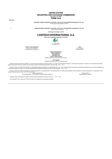 Thumbnail Logitech 10-Q Quarterly Report FY2010 