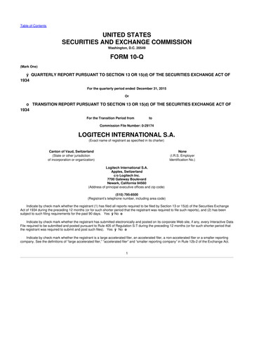 Thumbnail Logitech 10-Q Quarterly Report FY2016 