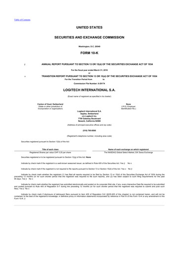 Thumbnail Logitech 10-K Annual Report 2016