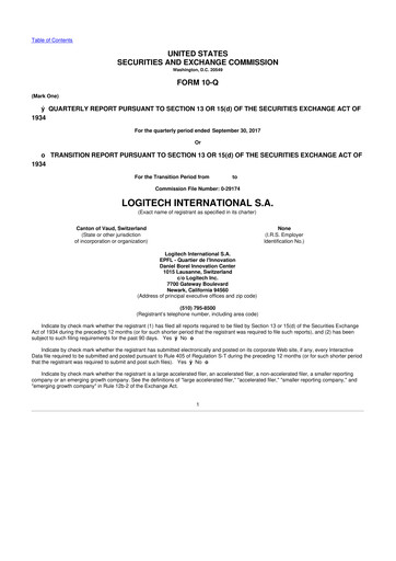 Thumbnail Logitech 10-Q Quarterly Report FY2018 