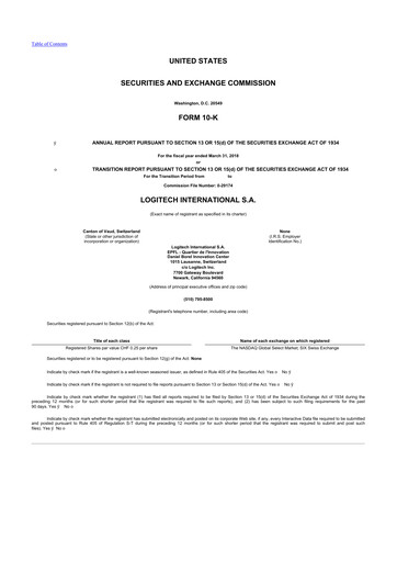 Thumbnail Logitech 10-K Annual Report 2018