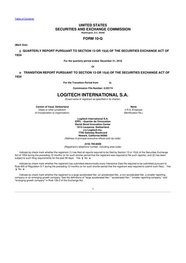 Thumbnail Logitech 10-Q Quarterly Report FY2019 