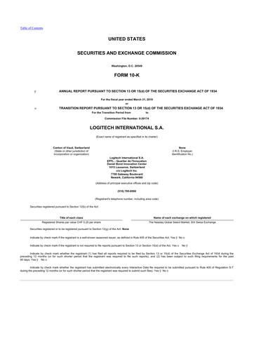 Thumbnail Logitech 10-K Annual Report 2019