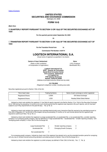 Thumbnail Logitech 10-Q Quarterly Report FY2021 