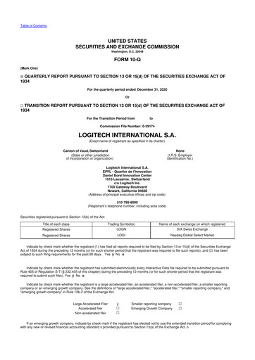 Thumbnail Logitech 10-Q Quarterly Report FY2021 