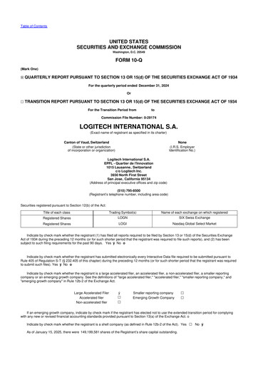 Thumbnail Logitech 10-Q Quarterly Report FY2025 