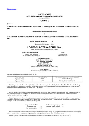 Thumbnail Logitech 10-Q Quarterly Report FY2026 