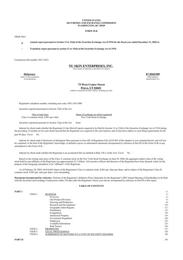 Thumbnail Nu Skin 10-K Annual Report 